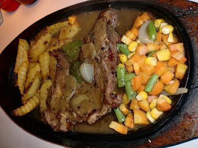 sirloin steak with black pepper sauce